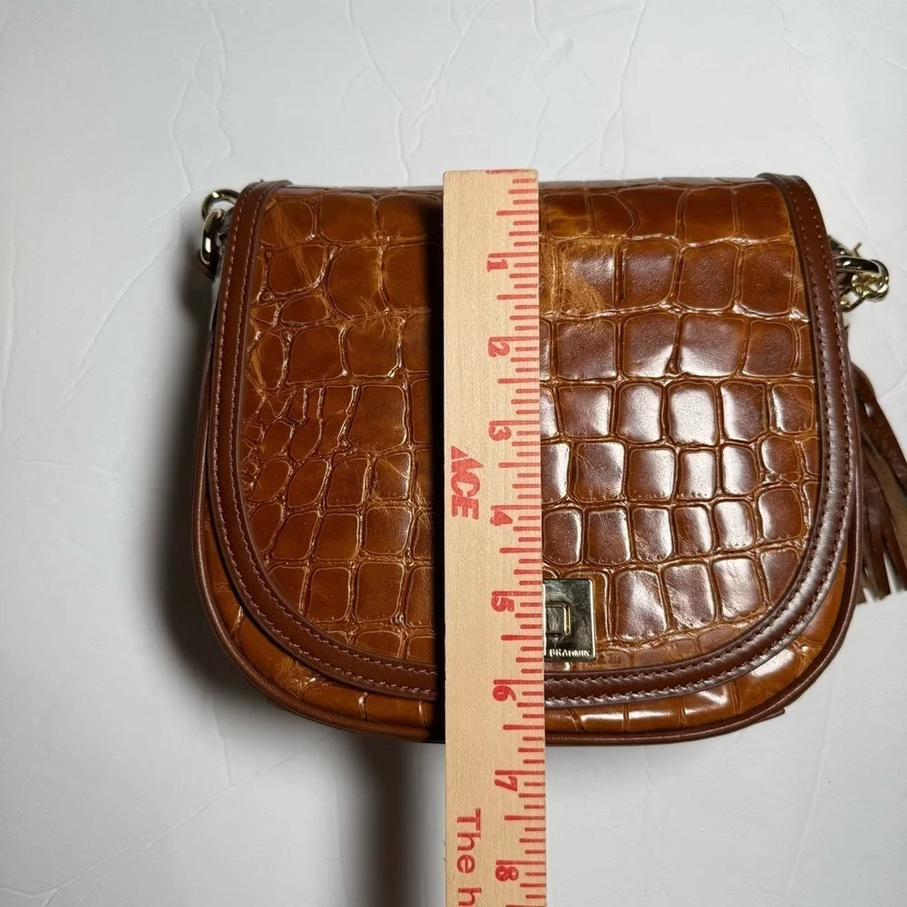 Brahmin Mini Sonny Saddle Bag in Tan Gustavo Brown Crocodile Crossbody